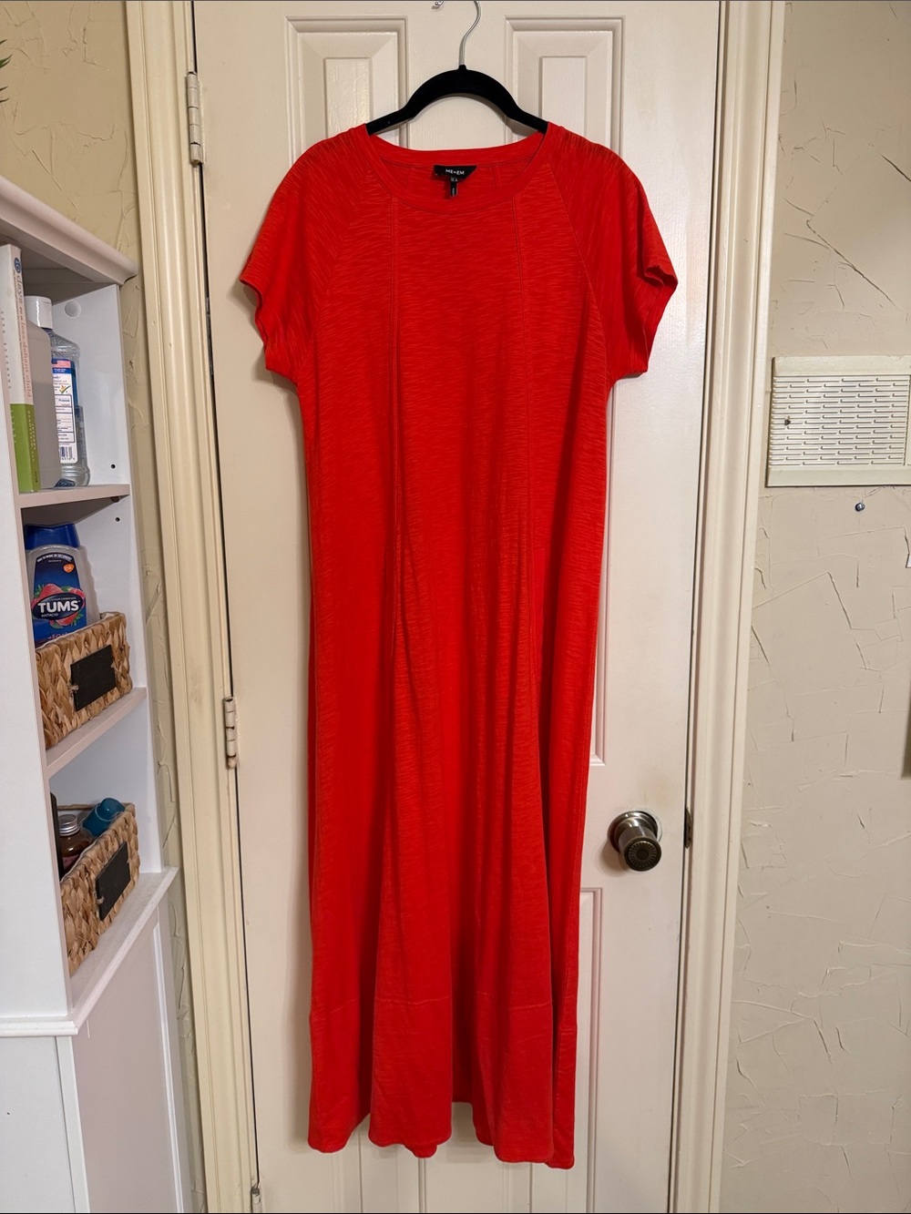 ME+EM Cotton Slub Jersey Midi Swing Dress Tulip Red 8 - Picture 6 of 16